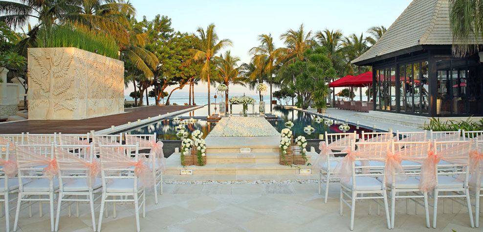 water wedding venue at the royal santrian - the bali channel